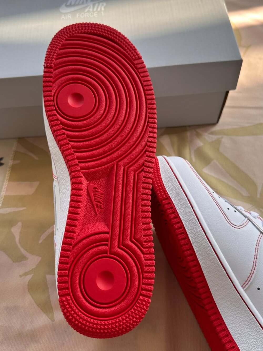 Nike Air Force 1 '07 White and Red Stitching Low-Top Sneakers - Picture 9 of 9